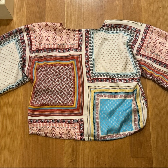 Willow & Root patchwork pattern silky feel zip up size L coquette, Cottagecore - Picture 2 of 5